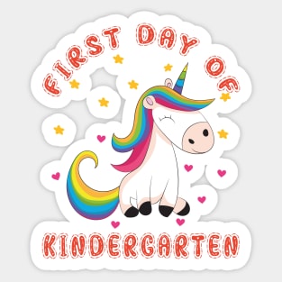 Lovely Unicorn | First Day Kindergarten Sticker